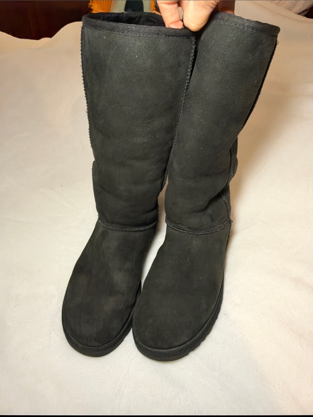 UGG Black Suede Mid-Calf Winter Boots
